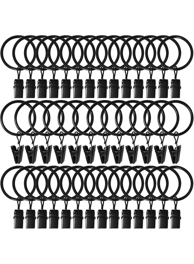 40PCS Curtain Rings with Clips, Strong Drapery Clips Hooks on Tension Rod Bracket, 1.26 Inch Interior Diameter Metal Eyelets Decorative Drapes Window Hangers, Vintage Black - Image 1